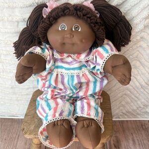 RARE Vintage African American black AA Doll with Multicolor Striped Pajamas